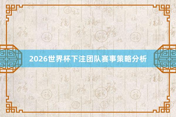 2026世界杯下注团队赛事策略分析